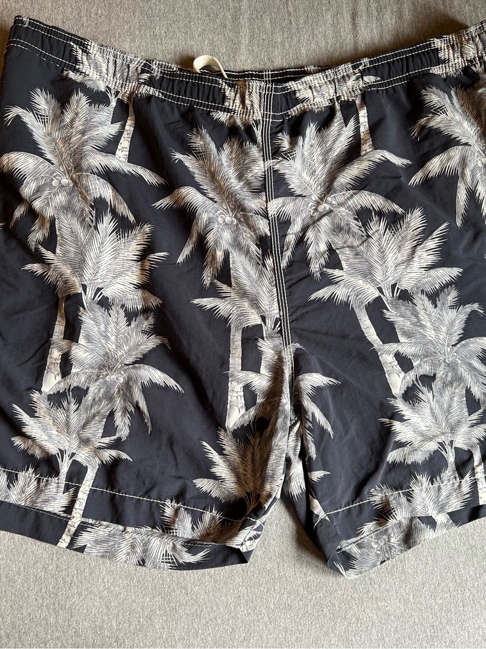 Tommy Bahama Black and White Palm-Print Swim Trunks - Picture 2 of 5